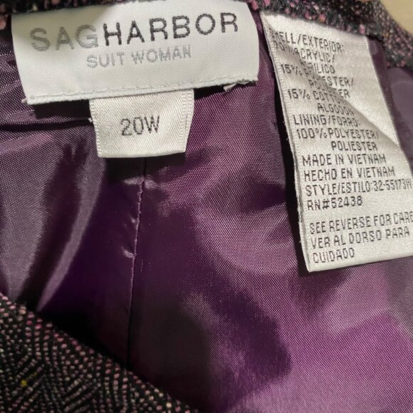 Sag Harbor Womens Plus Size 20W Herringbone Tweed Skirt Purple Black - Picture 4 of 5